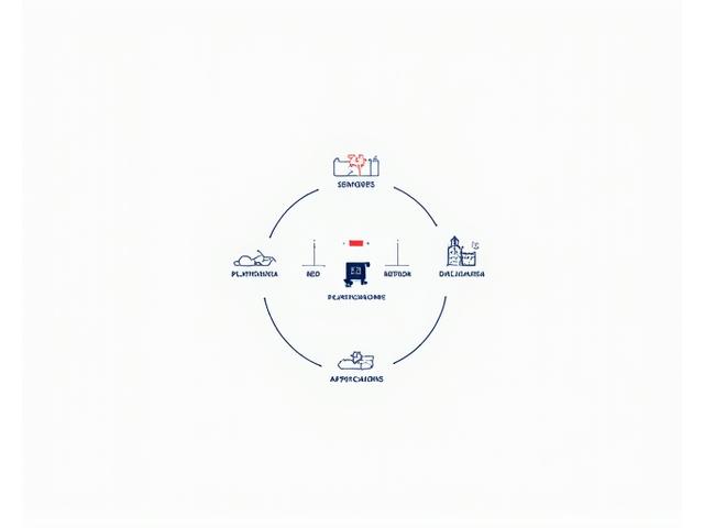Diagrama del ecosistema IoT: sensores, red, plataforma, aplicaciones visualizadas como un ciclo de datos.