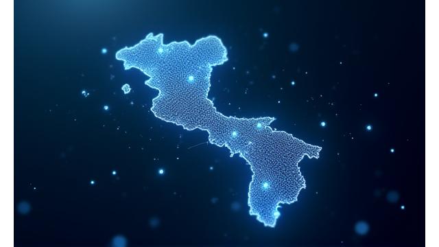 Mapa de Chile con líneas de conexión digital superpuestas, enfatizando la conectividad.